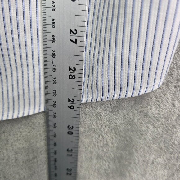 Mens Hart Schaffner Marx Shirt White Pinstripe Cotton Button Down Size 16.5 - Picture 8 of 9